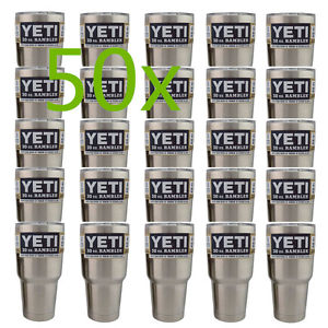 50x YETI Rambler Tumbler 30oz Stainless Steel Mug Cup & Lid Coffee Pack of 50