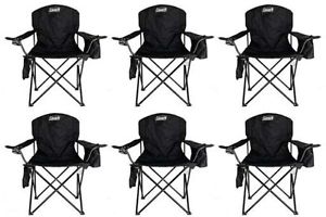 6-Pack Coleman Cooler Quad Chairs With Built-In Cooler, Black