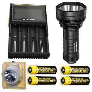 Bundle: Nitecore TM16GT Flashlight w/4x NL183, D4 Charger, & EH1 Headlamp