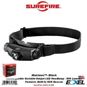 Surefire #HS3-A-BK Maximus Var-Output LED Headlamp, 500 Lumens, Rechargeable