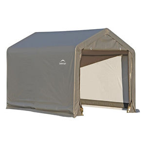 6-ft x 6-ft Polyethylene Steel Canopy Storage Shelter House Gray Easy Assemble