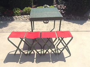 VINTAGE 1950'S -1960'S COLEMAN CAMP TABLE 4 FOLDING STOOLS Picnic Table Suitcase