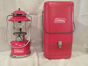 Coleman Cherry Red Model 200A Lantern With Red Metal Case - Great Condition