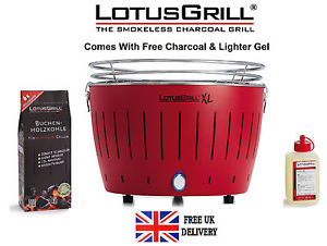 Lotus Grill XL Red Portable Smokeless Charcoal Grill Barbecue BBQ