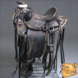 WD085BKRO-A HILASON BIG KING WESTERN WADE RANCH ROPING COWBOY TRAIL SADDLE 15"