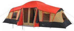 Camping Tent Ozark Trail 10-Person 3-Room Vacation, Mud Mat Canopy, Mesh Roof