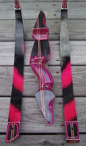 Pink/Charcoal Camo Customized Wood Takedown Traditional Recurve Bow