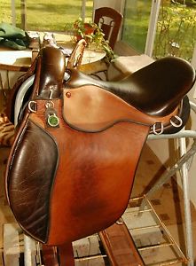 Custom Lovatt and Ricketts used 17" trail/dressage saddle w/ girth & stirrups