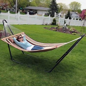 Hanging Mattress Double Hammock 2 Person Bed Swing Relax Quilted With Stand