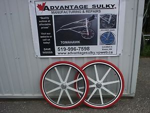 1 pr White 28" SS race sulky wheels