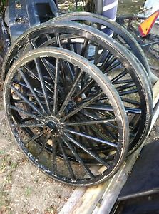 Vintage Horse Drawn  Buggy Carriage Cart Antique with Wooden Wheels