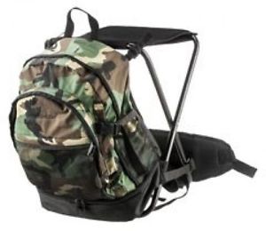 Wilson and Miller Army Backpack With Steel Frame Stool, Woodland Camo