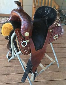 14.5" CIRCLE Y TAMMY FISCHER DAISY FLORAL LEATHER TREELESS BARREL HORSE SADDLE