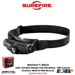 Surefire Headlamp, Maximus, 500 Lumen LED, Rechargeable #HS3-A-BK