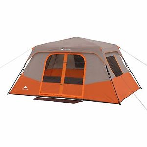 Ozark Trail Instant 13' x 9'Poly Steel Cabin Camping Tent, Sleeps 8 Orange & Tan