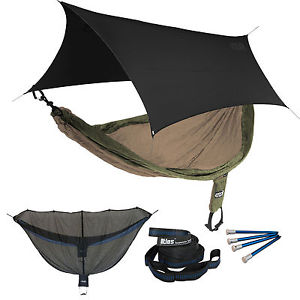 ENO SingleNest OneLink Sleep System - Khaki/Olive Hammock With Black Profly