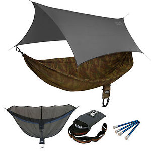 ENO SingleNest OneLink Sleep System - CamoNest Camo Hammock With Grey Profly