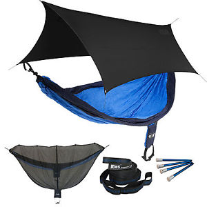 ENO SingleNest OneLink Sleep System - Navy/Royal Hammock With Black Profly