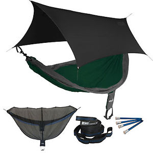 ENO SingleNest OneLink Sleep System - Forest/Charcoal Hammock With Black Profly