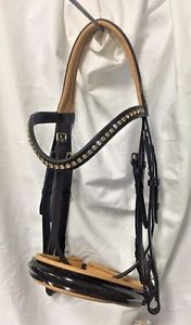 New! Otto Schumacher Venedig Double Bridle - Full Size - Black Patent with Gold