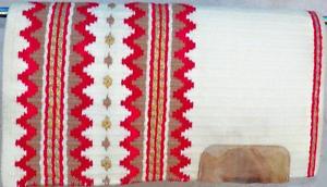 Golden West Lori Heckaman Red Cream Tan Metallic Gold Saddle Blanket Pad 32 x 38