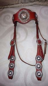 Jaw dropping horse headstall LOADED with Keystone Bros sterling conchos