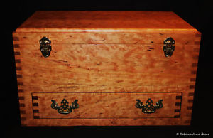 Highly Figured Curly Flame Cherry Craftsman Machinist Chest/Trunk