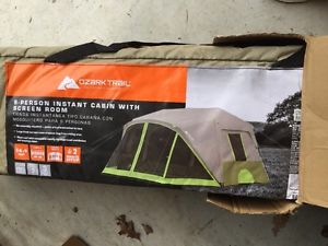 Ozark Trail 9 Person 2 Room Instant Cabin Tent with Screen Room (PW)