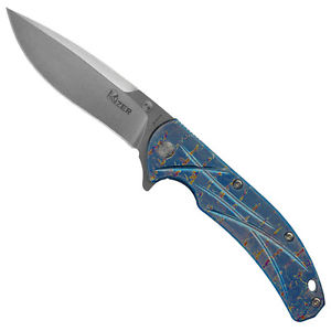 KIZER COUTEAU MANCHE TITANIUM 6AL4V 12 CM / LAME STONEWASHED CPM-S35VN 9.8 CM