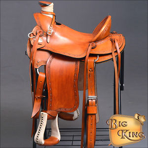 WD069ST-A HILASON BIG KING WESTERN WADE RANCH ROPING COWBOY TRAIL SADDLE 15"