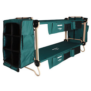 Portable Camping Cam-O-Bunk Bed with Leg Extensions Large Side Cabinets Storage