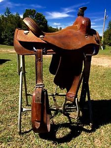 16.5 17 Courts Western Roping Saddle Roper pleasure-trail HANDMADE WallsStirrups