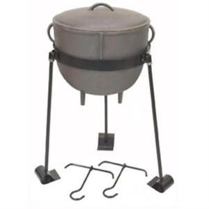 Cast Iron Soup or Stew Pot with Cast Iron Lid, Tripod Stand and Foot Pads-4gal