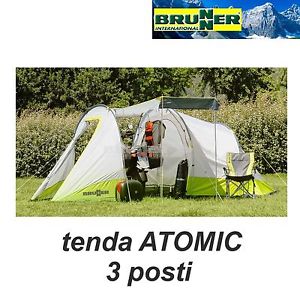 BRUNNER ATOMIC TENDA 3 posti da per Campeggio Moto Motociclisti con Veranda