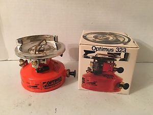 Vintage Optimus 323 White Gas Camping Stove Sweden Survival Backpacking Portable