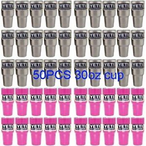 50pcs Yeti 30 oz Rambler Cooler Tumbler Stainless Steel Cup Coffee Mug With Lids