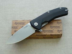 Lionsteel Kur Folding Knife Flipper w/ Sleipner Steel Blade & Black G-10!