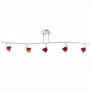 Cal Lighting SL-954-5-WH-RDS Track Lighting, Red Glass & White