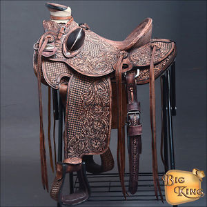 WD005AAMRO-A HILASON BIG KING WESTERN WADE RANCH ROPING COWBOY TRAIL SADDLE 16"