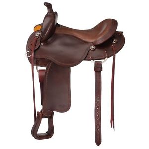 Tough-1 Saddle Brisbane Trail With Horn Durable 17" Dark Oil KS1717