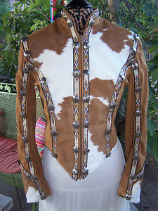 $2000~Stunning Custom Western Pleasure Cow Hair Onyx Concho Jacket~Show Season