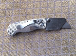 Stainless Steel Pittsburgh Razor Box Opening Knife Locking Blade w Belt Clip GUC