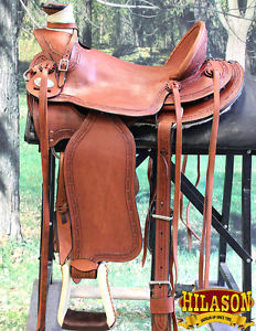 W69TK-A HILASON BIG KING SERIES WETKERN WADE RANCH ROPING COWBOY TRAIL SADDLE 15