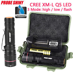 Zoomable 3000LM CREE XML Q5 LED Flashlight Torch 18650 Rechargeable Battery Kit