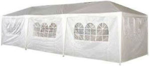 White Party Tent Gazebo Canopy With Sidewalls 10x30 Up  To 50 People Water Proof