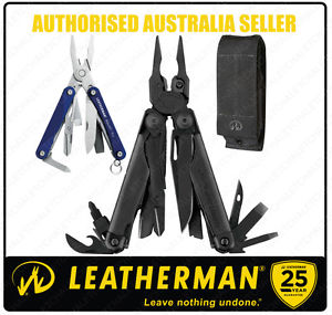 Leatherman Black SURGE Multi-Tool + Sheath + SQUIRT PS4 Blue *AUTH AUS DEALER*