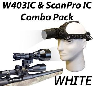 Wicked Lights W403IC & ScanPro IC WHITE Night Hunting Light & Headlamp ComboKit