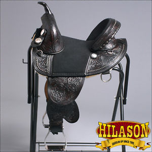 TW105DB-F HILASON TREELESS WESTERN TRAIL BARREL RACING LEATHER HORSE SADDLE 16"