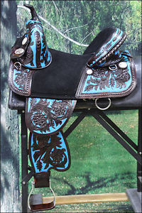 TW101DBTRQ-F HILASON BROWN TREELESS WESTERN TRAIL BARREL RACING SADDLE 14"