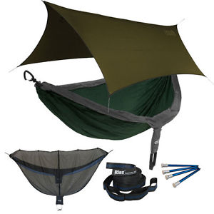 Eagles Nest ENO DoubleNest OneLink Combo - Forest/Charcoal Hammock+Olive Profly